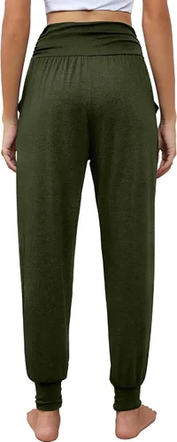 Vista 3 de Locoowai Paquete de 2 pantalones deportivos de yoga para mujer, cómodos pantalones deportivos con bolsillos, casuales, holgados, cómodos, de cintura