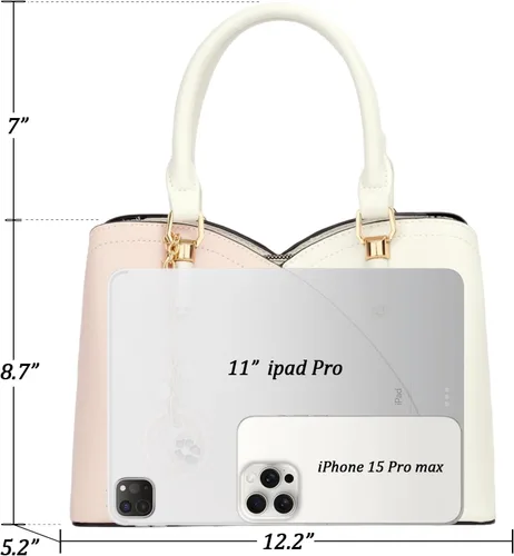 Vista 5 de KKXIU Monederos y bolsos de mano con triple compartimento para mujer, bolso de mano con asa superior