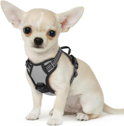 Vista 58 de Eagloo Arnés para perro pequeño, sin tirones, chaleco de servicio con tiras reflectantes y asa de control, ajustable y cómodo para caminar, arnés