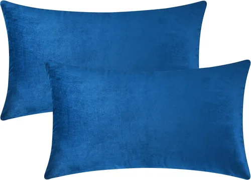 Vista 30 de Mixhug - Fundas de almohada decorativas de terciopelo, fundas de cojín para sofá y cama, juego de 2 fundas azules, 16 x 16 pulgadas