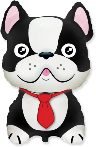 Vista 2 de Globos de fiesta de perro francés, juego de 2 globos temáticos de bulldog francés o Boston Terrier para un tema de cachorro, ramo de cumpleaños