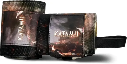 Vista 5 de Katamu Muñequeras prémium para levantamiento de pesas, muñeca de algodón de 18 pulgadas Negro