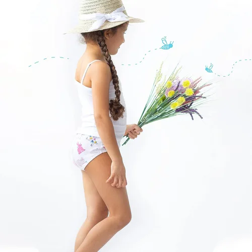 Vista 3 de Lucky & Me Ropa interior 100% algodón para niñas, estilo Escritos, paquete de 7