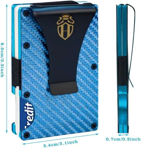Vista 4 de HAJRAN WALLETS - Cartera delgada minimalista sofisticada con bloqueo RFID para hombre, soporte para tarjetas de crédito de fibra de carbono