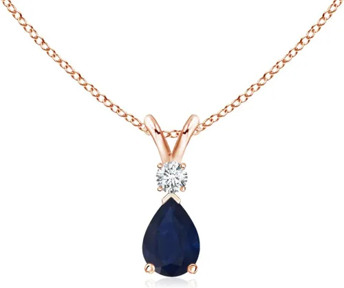 Vista 49 de Angara Colgante de lágrima de zafiro azul natural con diamante en plata/oro macizo de 14 quilates/platino Cumpleaños, compromiso, aniversario