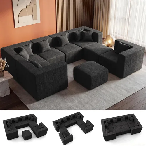 Vista 56 de MONVANE Sofá cama convertible de 55.5 pulgadas, sofá cama 2 en 1 sin hueso con bolsillo de almacenamiento, cómodo sofá de asiento profundo