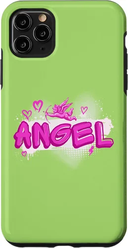 Vista 13 de iPhone 16 Angel y2k Aesthetic 2000s Millennial Nostalgia Pink Graffiti Case