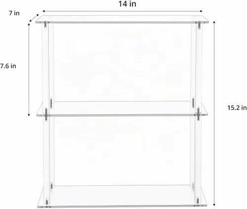 Vista 3 de Jusalpha Soporte rectangular de acrílico transparente de 3 niveles, estantes de organización de maquillaje cosmético, soporte de exhibición