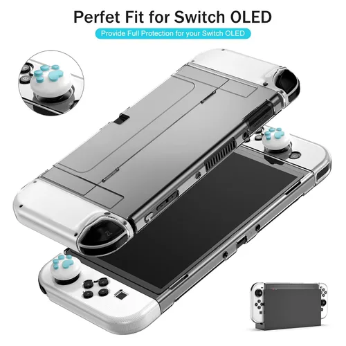 Vista 4 de Younik Switch OLED Accessories Bundle, 17 in 1 Blue Switch Oled Accessories Kit for Girls Include Switch Carrying Case, Adjustable Stand, Protective