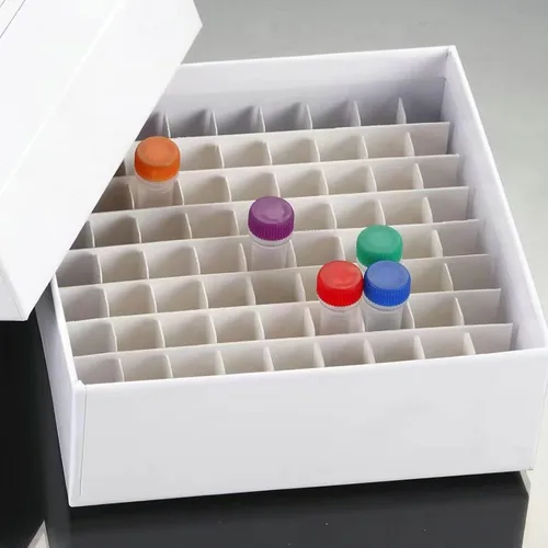 Vista 2 de Caja de cartón para congelador, color blanco/81, revestimiento resistente al agua y al hielo, para almacenar crioviales de 0.07 a 0.0 onzas líquidas