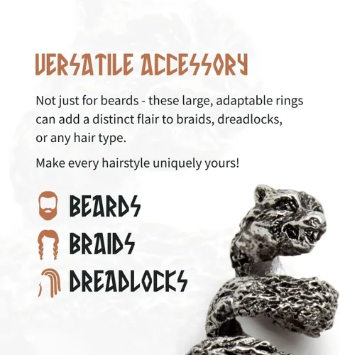 Vista 11 de Viking Beard Bead Coil Set (8-Pack) - Norse Rings for Hair, Dreads & Beards