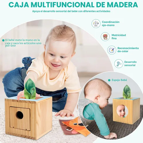 Vista 3 de WOODMAM Juguetes Montessori para bebés de 0 a 6 meses, juguetes educativos sensoriales de aprendizaje 9 en 1 para recién nacidos de 0 a 3-6 meses