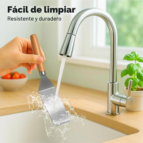 Vista 6 de Juego de 2 espátulas de acero inoxidable, mini espátula para servir para uso en cocina, espátula de metal para cocinar con mango resistente al 2