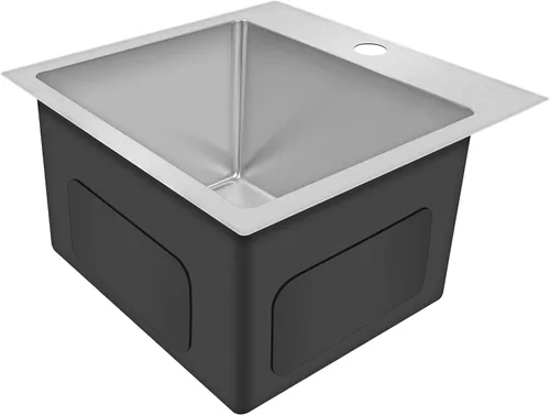 Vista 2 de YSSOA Fregadero de cocina con estación de trabajo de montaje superior, calibre 20, tazón individual con 3 accesorios
