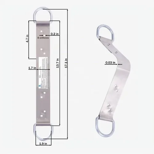 Vista 2 de Soporte de anclaje de techo permanente de protección contra caídas de acero, herramientas de techo ligeras de 18 pulgadas con 10 clavos SS