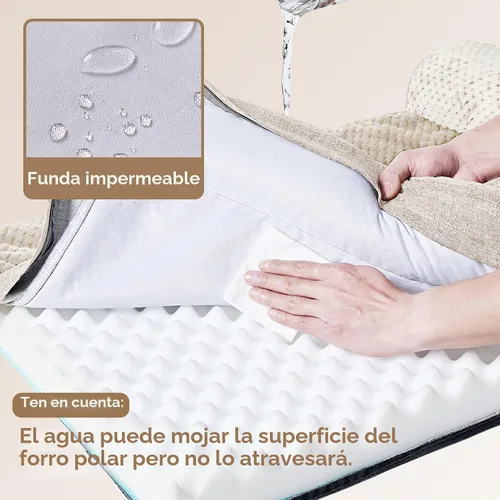 Vista 3 de EHEYCIGA - Cama ortopédica para perros de tamaño mediano, cama de espuma viscoelástica para perros, color beige Small Dog Sofa with Washable