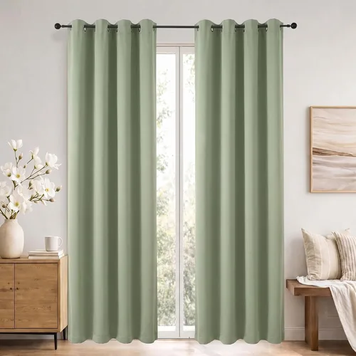 Vista 42 de Simplebrand Cortinas blancas puras de 96 pulgadas de largo para oscurecer la habitación, juego de 2 paneles para dormitorio/sala de estar, bloqueo