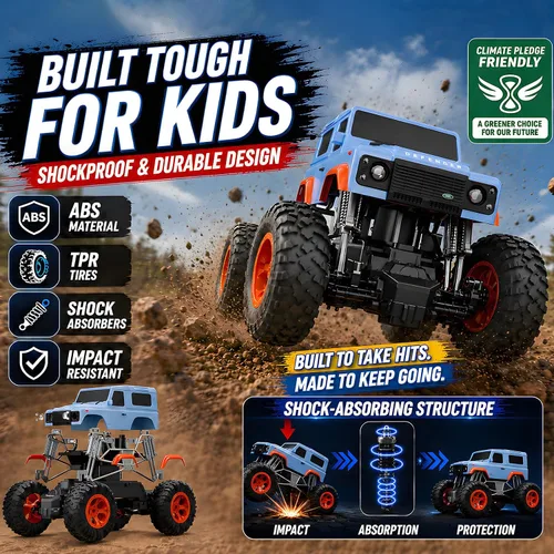 Vista 4 de DOUBLE E 1:18 Land Rover Defender D90 RC Camión, 4WD Bigfoot Monster Truck con 2 calcomanías de bricolaje, auto RC de 2.4 GHz, control de 100 pies