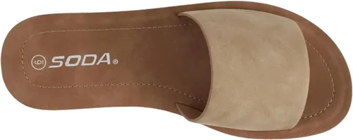 Vista 4 de Soda Efron-S - Sandalias básicas par mujer, sandalias informales de puntera abierta y planas, fáciles de poner, para playa