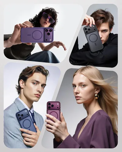 Vista 809 de TOCOL Funda magnética 3 en 1 para iPhone 15 Pro, mejorada [protección completa de cámara] con 2 protectores de pantalla, compatible con MagSafe Gris