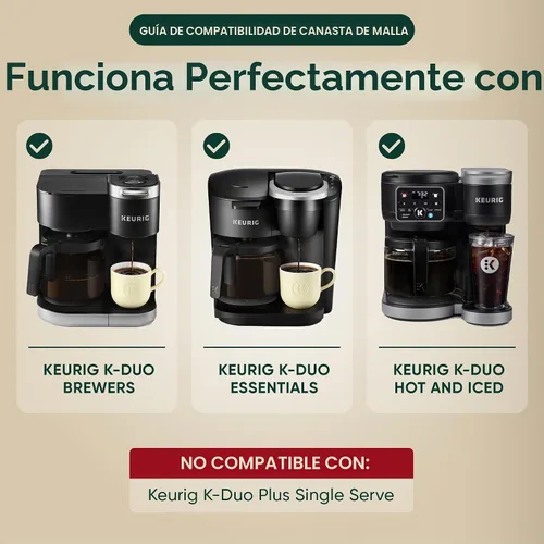 Vista 3 de 2 Reusable K Cups for Keurig Duo Gen 2 - Carafe Mesh Coffee Filter Basket