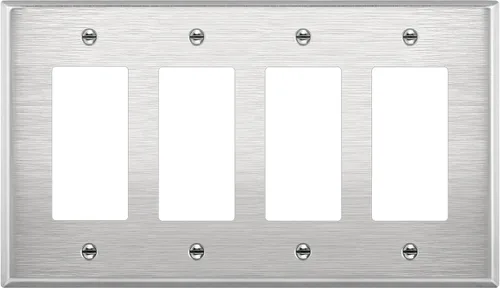Vista 13 de ENERLITES Placa decorativa doble de metal para interruptor o receptáculo, placa de pared de acero inoxidable, resistente a la corrosión