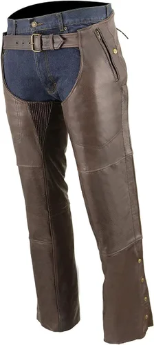Vista 5 de Milwaukee Leather ML1191RT - Perneras de piel para hombre, estilo retro, color marrón, con 4 bolsillos, forro térmico premium para motocicleta