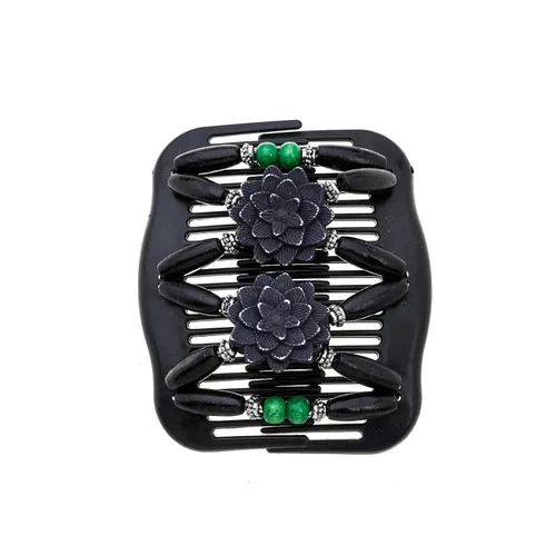 Vista 8 de LOVEF Peines mágicos para el cabello para mujer, con cuentas de madera, elásticos, de doble cara, clips para hacer moños, accesorios para el cabello