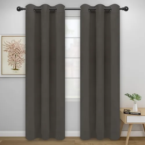 Vista 185 de Easy-Going - Cortinas opacas para dormitorio, aislamiento térmico sólido con ojales, cortinas de ventana para reducción de ruido, cortinas