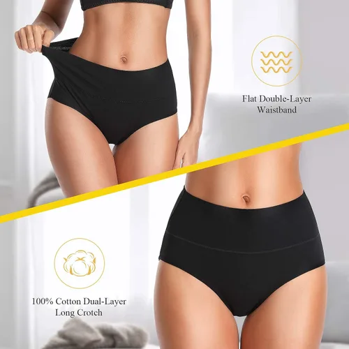 Vista 7 de Ropa interior de algodón para mujer, de talle medio, no marca la cintura, cobertura completa, lencería y ropa interior para mujer - paquete múltiple