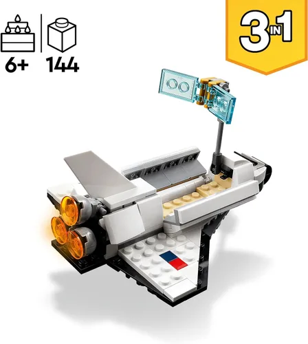 Vista 8 de LEGO Creator 3 en 1 Juguetes de transbordador espacial - Juego de construcción de juguetes espaciales para niños y niñas, de 6 años en adelante