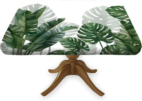 Vista 17 de Mantel cuadrado geométrico, ajustable, color turquesa, verde azulado degradado, con borde elástico, resistente a derrames y manchas, para mantel