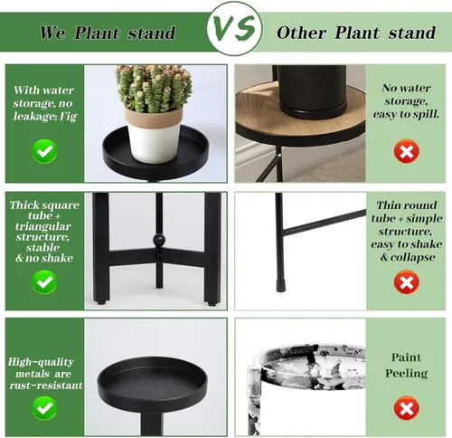 Vista 3 de Soporte para plantas de 3 niveles, estante de hierro de varios niveles de 25 pulgadas para vegetación interior y exterior Moderno estante