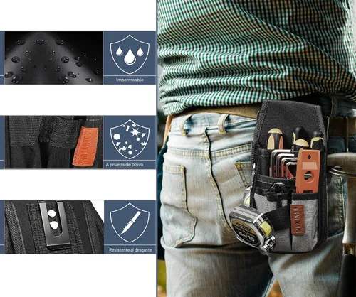 Vista 3 de VIDAR TOOLS Pequeña bolsa de herramientas con clip para cinturón, bolsas para cinturón de herramientas, bolsa de herramientas de electricista. Mini