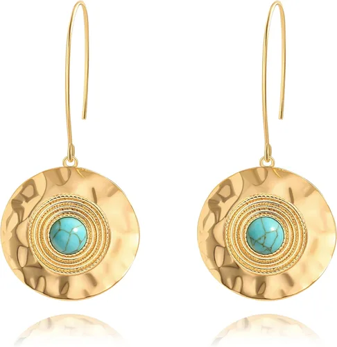 Vista 10 de SOFYBJA Dainty 18K Gold Plated Pearl Turquoise Drop Earrings Long Dangle Lightweight Handmade Earrings Jewelry Perla de pera dorada
