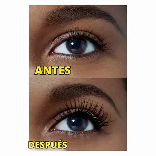 Vista 8 de Máscara de pestañas impermeable, Volum' Express The Colossal Big Shot, de la marca Maybelline New York , lavable, Blackest Black negro más negro