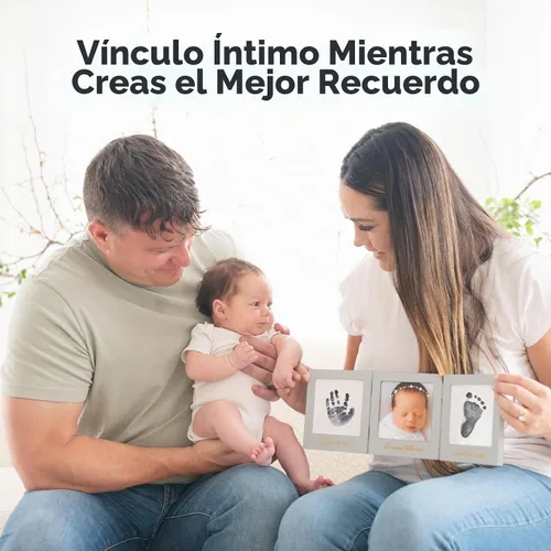 Vista 8 de Kit de huellas de manos y huellas para bebé sin tinta para recién nacido Gris nube/dorado