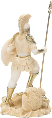 Vista 5 de Ares Mars God War Zeus Son Estatua Romana Alabastro Tono Dorado 5.5 Pulgadas