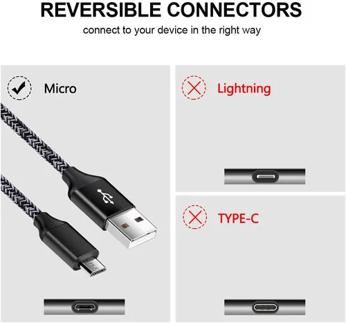 Vista 2 de Cargador de pared 3.0 de carga rápida adaptable, bloque de carga rápida, cable de carga Android compatible con Samsung Galaxy S7/S6 Edge/J3/J7, LG