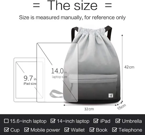 Vista 7 de Bolsa impermeable con cordón para ir al gimnasio o la playa, o practicar deportes, unisex