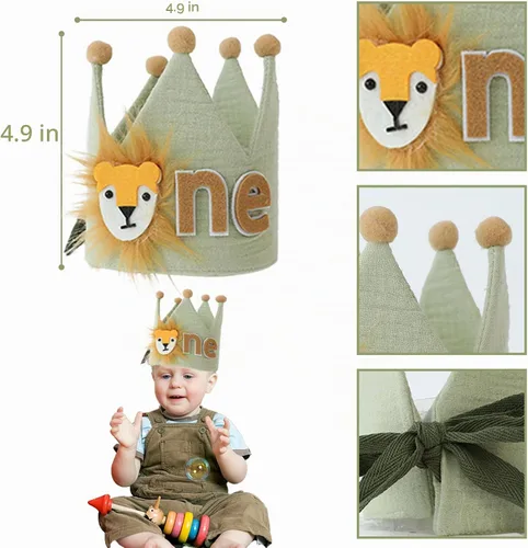 Vista 7 de Wild One - Decoración de cumpleaños para niño de la primera silla alta para 1 año Verde Uno