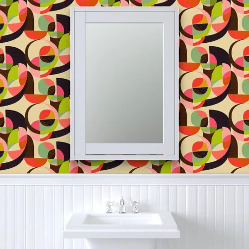 Vista 9 de Spoonflower Mid Century Modern Peel and Stick Removable Wallpaper Roll 24" x 144" Retro Nostalgic Earth Tones Geometric Self-adhesive