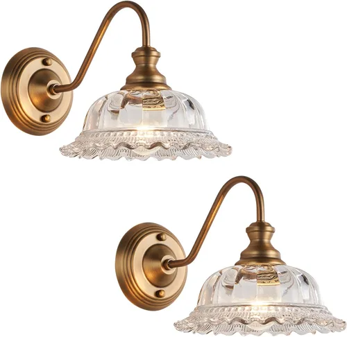 Vista 13 de HDDFL Aplique de pared vintage en latón mate para mesita de noche, lámpara de pared para dormitorio, accesorios de iluminación en puerta para sala