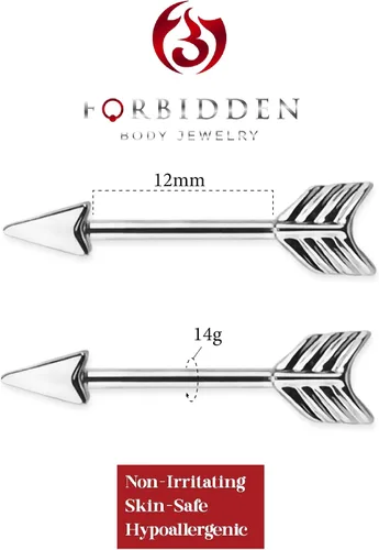 Vista 2 de Forbidden Body Jewelry Par de mancuernas de acero quirúrgico de 0.49 oz y 0.472 in