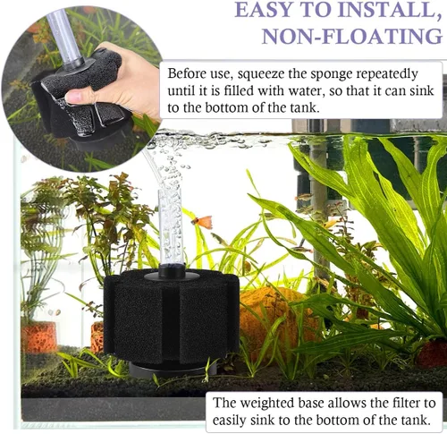 Vista 3 de FEDOUR Filtro de esponja para acuario, filtros de esponja bio de aireación ultra silenciosos para cría de camarones fritos Betta Fish Tank, filtro