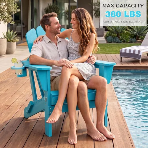 Vista 6 de Domi Folding Adirondack Chair with Cup Holder, Aruba