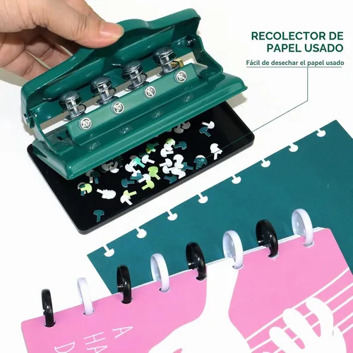 Vista 6 de Perforadora de Agujeros con Encuadernación de Disco con Forma de Hongo para Todos los Tamaños de Papel, Perforadora de Papel Happy Planner