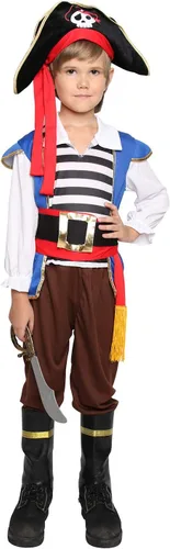 Vista 3 de Disfraz de pirata para niños, disfraz de pirata para niños, conjunto de cosplay de Halloween