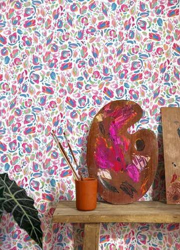 Vista 2 de RoomMates EttaVee - Papel tapiz con diseño de leopardo, color rojo