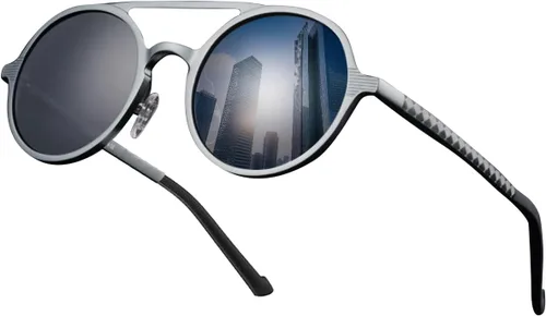 Vista 4 de Retro redondo aluminio magnesio antirreflejo polarizado gafas de lectura conducción gafas de sol al aire libre presbiopic